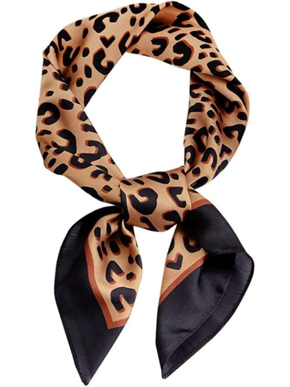 Silk Hair Scarf Animal Print Leopard Neck Scarf Summer Neckerchief for Women Bag